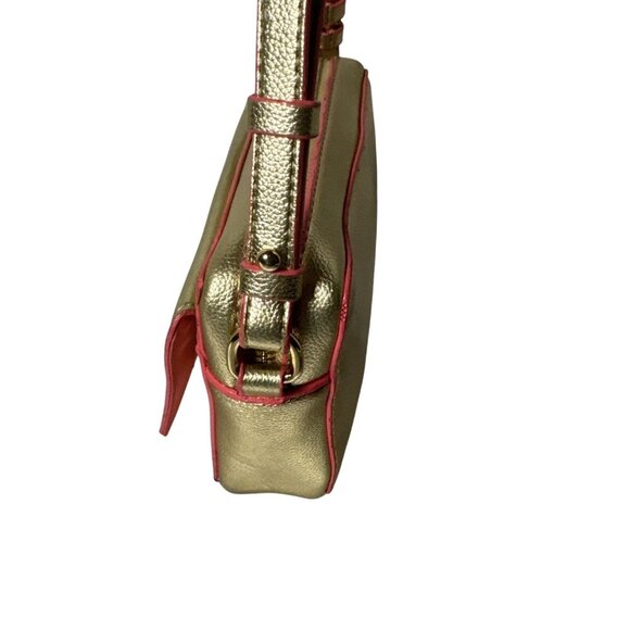 Lilly Pulitzer Metallic Gold Crossbody Bag With Pink Trim - Picture 5 of 16